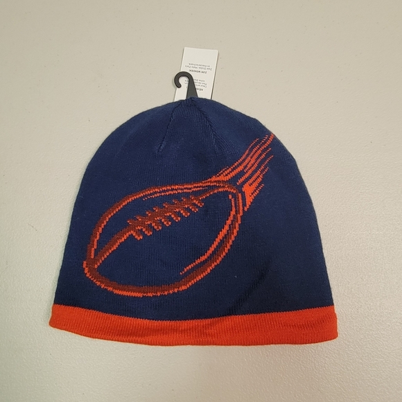 Kids Blue and Red Football Graphic Beanie - Picture 2 of 5